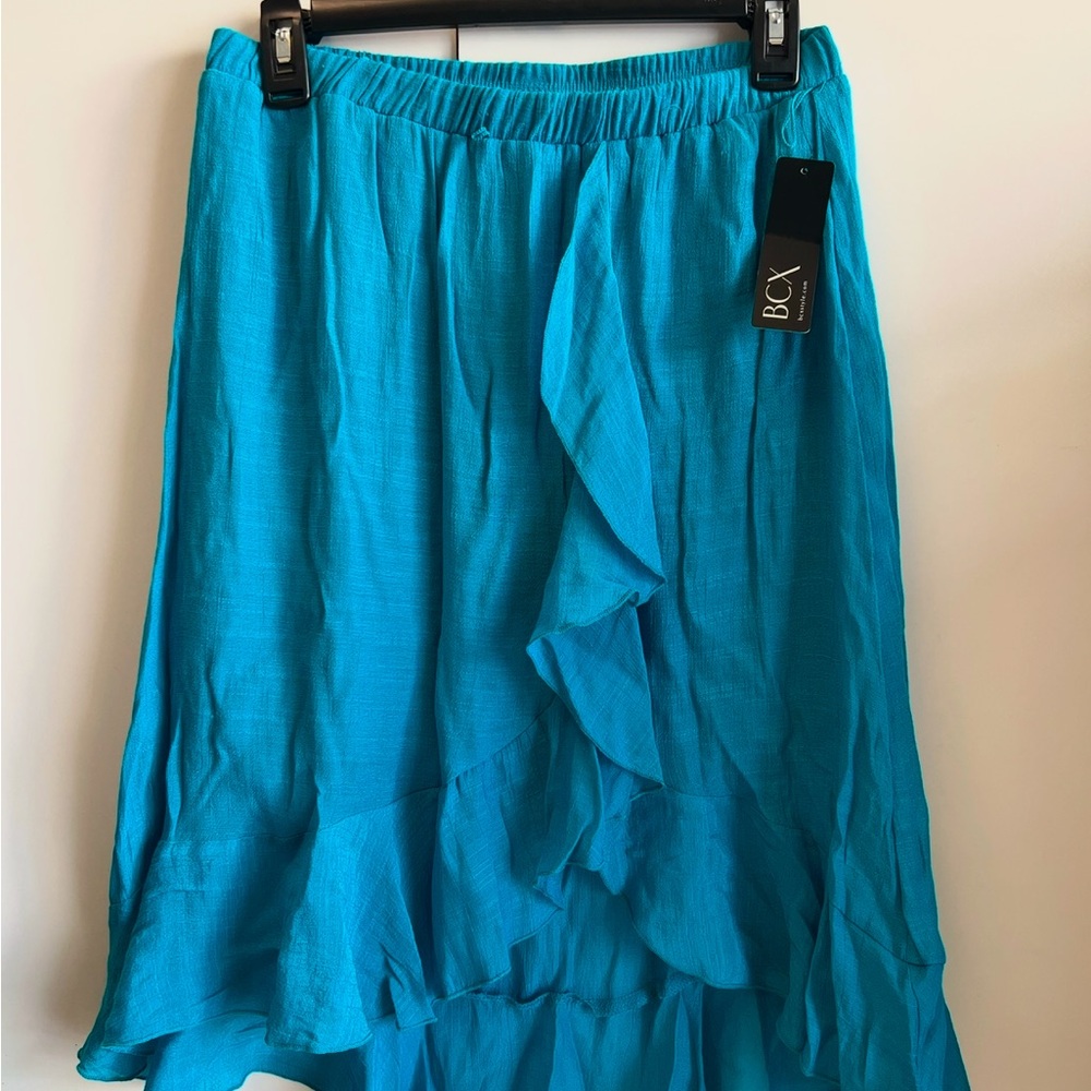 NWT BCX Women's Teal Midi Skirt with Ruffles - Size M
